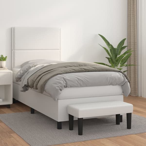 kontinentalseng med madras 100x200 cm kunstlæder hvid