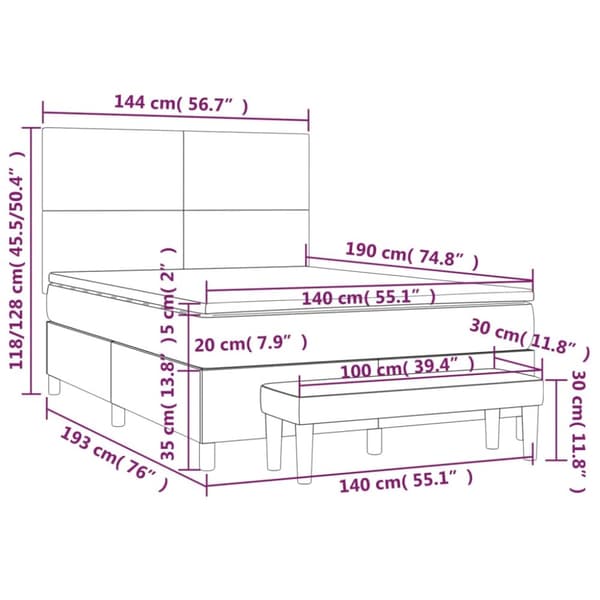 kontinentalseng med madras 140x190 cm fløjl sort