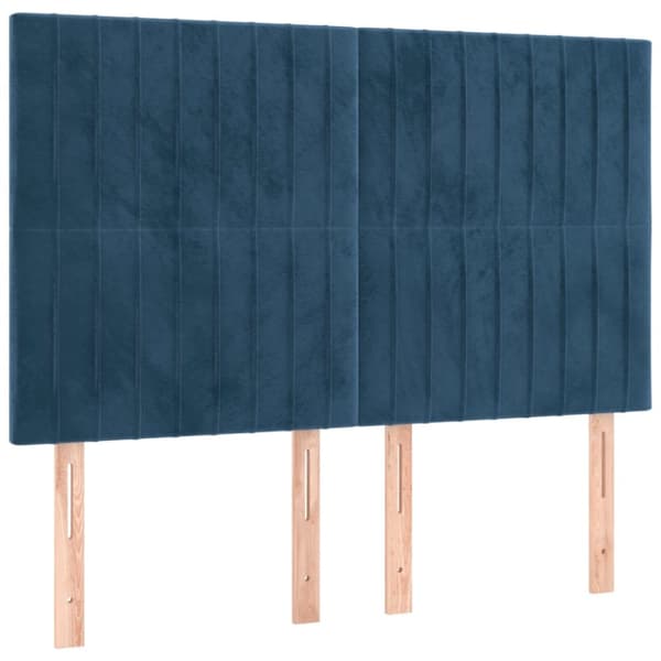 Ramsäng med madrass mörkblå 140x200 cm sammet