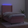 Pikkukuva 3 / 8: Ramsäng med madrass rosa & LED 90x190 cm sammet
