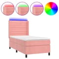 Pikkukuva 2 / 8: Ramsäng med madrass rosa & LED 90x190 cm sammet