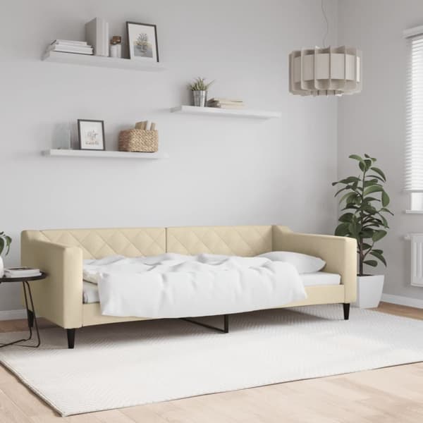 daybed 90x200 cm stof cremefarvet