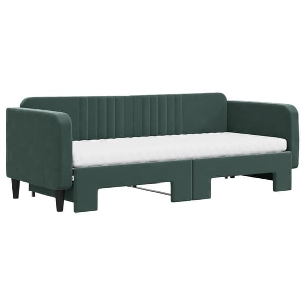 Dagbädd utdragbar med madrasser mörkgrön 80x200 cm sammet