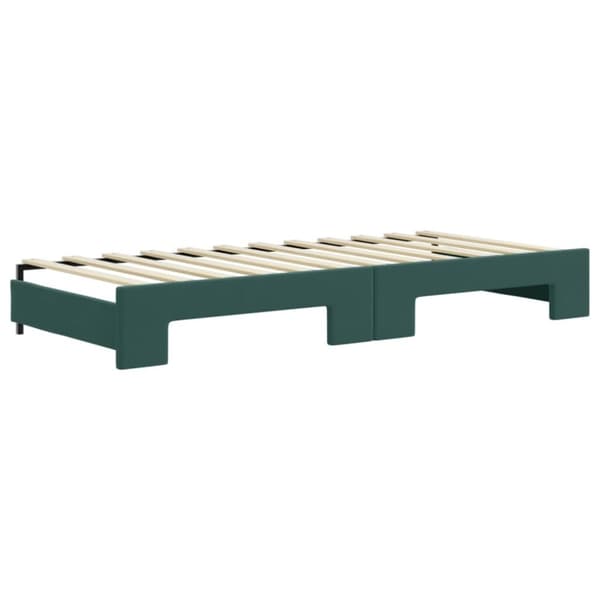 Dagbädd utdragbar med madrasser mörkgrön 80x200 cm sammet