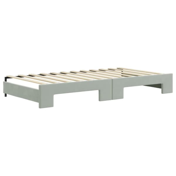 daybed med udtræk og madras 100x200 cm velour lysegrå
