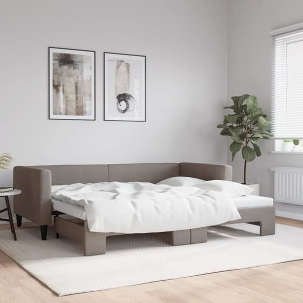 Dagbädd utdragbar taupe 90x200 cm tyg