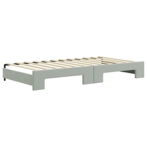 daybed med udtræk og skuffer 100x200 cm velour lysegrå