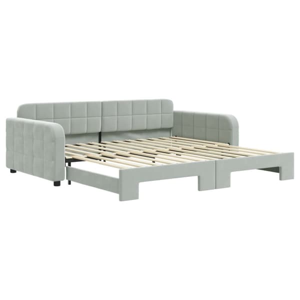 daybed med udtræk 100x200 cm velour lysegrå
