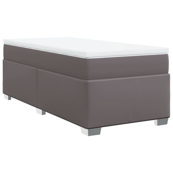 kontinentalseng med madras 90x200 cm kunstlæder grå
