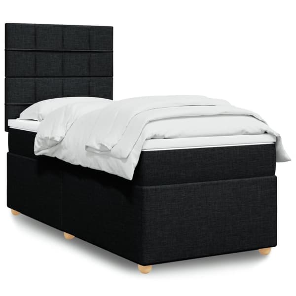 kontinentalseng med madras 90x200 cm stof sort