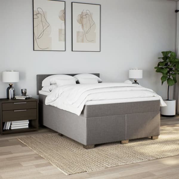 Mannermainen sänky patjalla, taupe, kangas, 160x200 cm