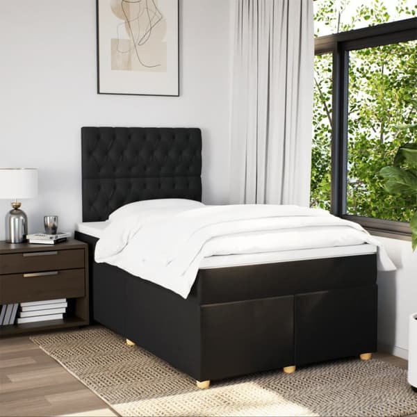 kontinentalseng med madras 120x190 cm stof sort