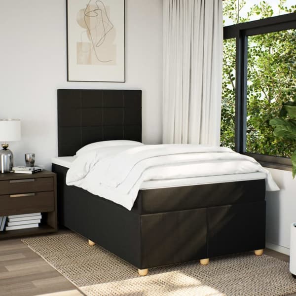 kontinentalseng med madras 120x190 cm stof sort