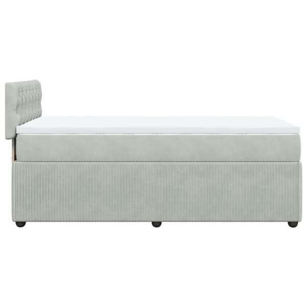 kontinentalseng med madras 90x190 cm fløjl lysegrå