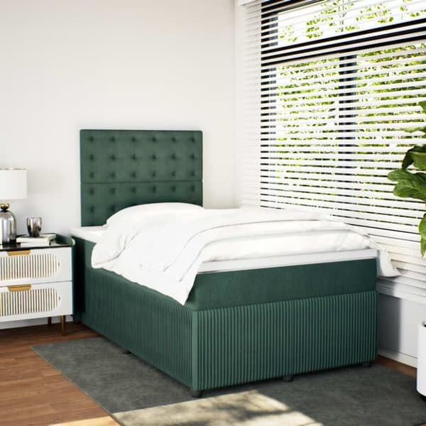 Ramsäng med madrass mörkgrön 120x190 cm sammet