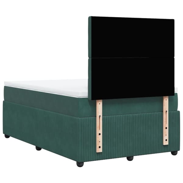 Ramsäng med madrass mörkgrön 120x190 cm sammet