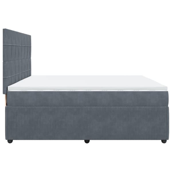 Ramsäng med madrass mörkgrå 200x200 cm sammet