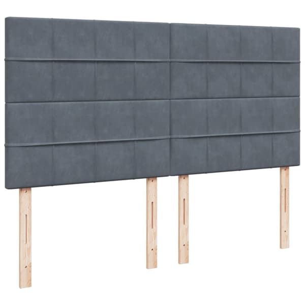 Ramsäng med madrass mörkgrå 200x200 cm sammet