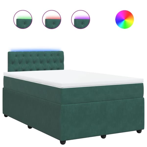 kontinentalseng med madras 120x190 cm velour mørkegrøn
