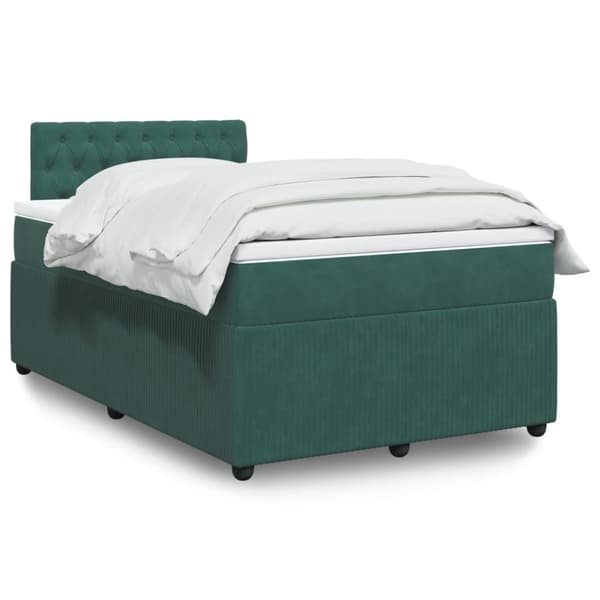 kontinentalseng med madras 120x190 cm velour mørkegrøn