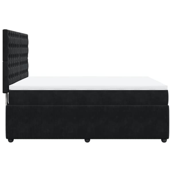 Ramsäng med madrass svart 140x190 cm sammet