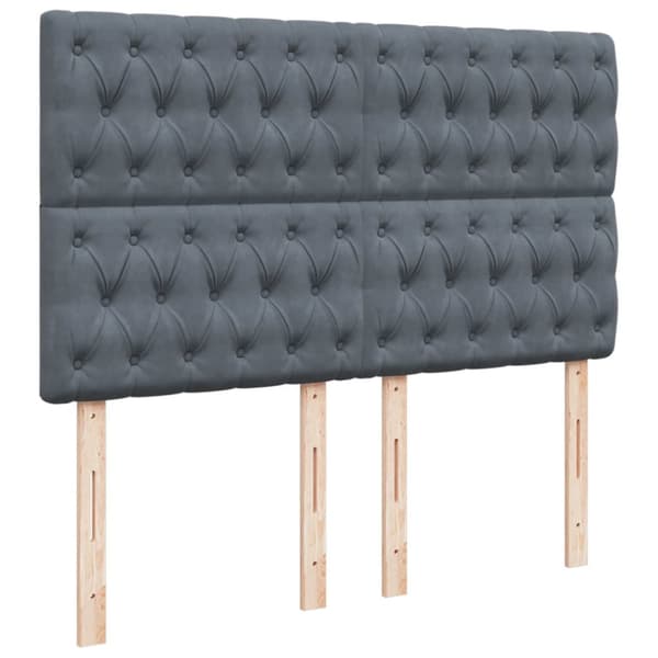 Ramsäng med madrass mörkgrå 140x190 cm sammet