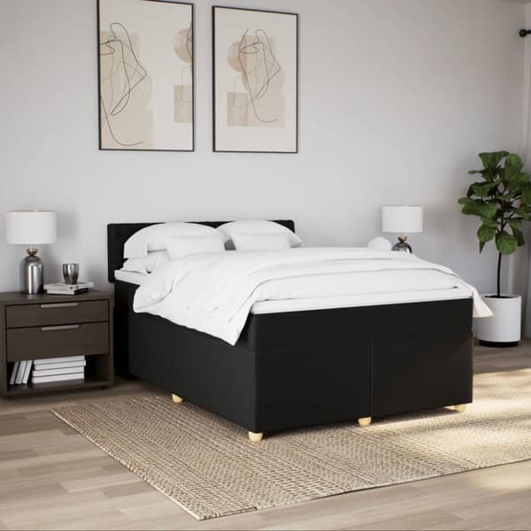 kontinentalseng med madras 140x190 cm stof sort