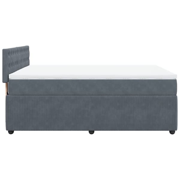 Ramsäng med madrass mörkgrå 140x190 cm sammet