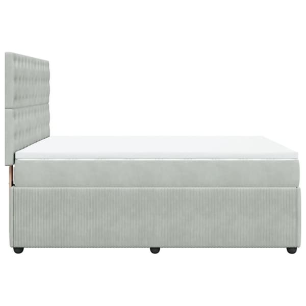 Ramsäng med madrass ljusgrå 140x190 cm sammet