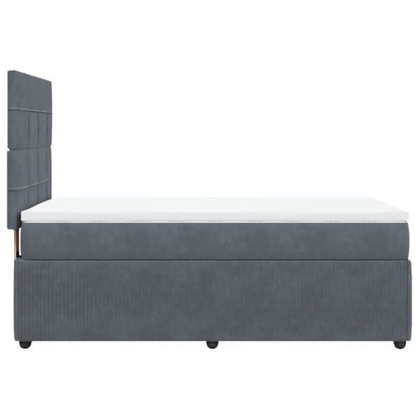 Ramsäng med madrass mörkgrå 90x190 cm sammet