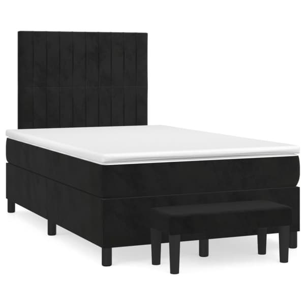 kontinentalseng med madras 120x190 cm velour sort