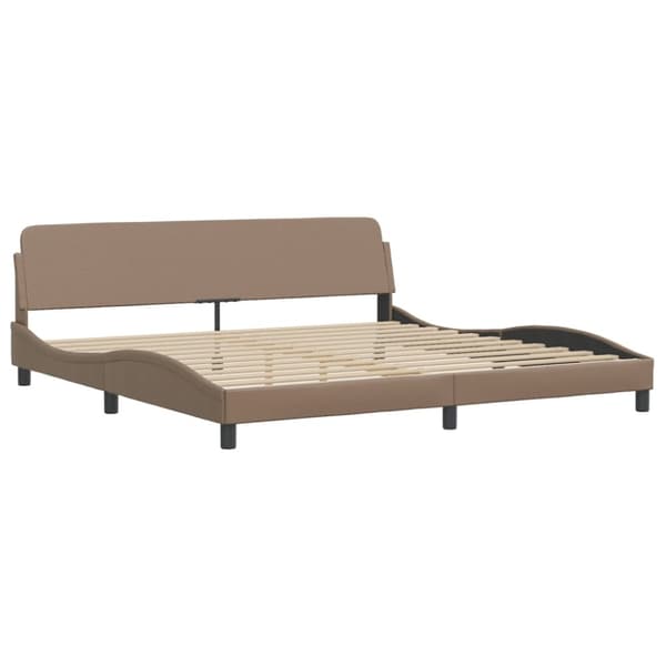 seng med madras 200x200 cm kunstlæder cappuccinofarvet