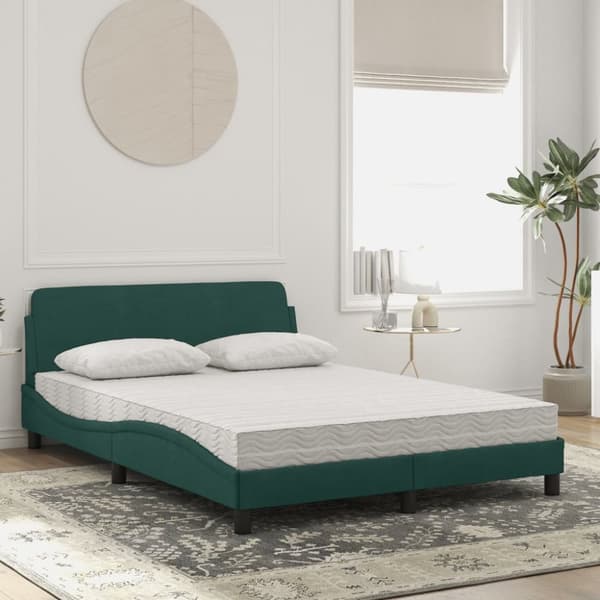 seng med madras 140x190 cm velour mørkegrøn