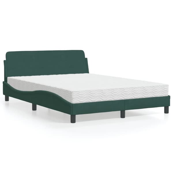 seng med madras 140x190 cm velour mørkegrøn