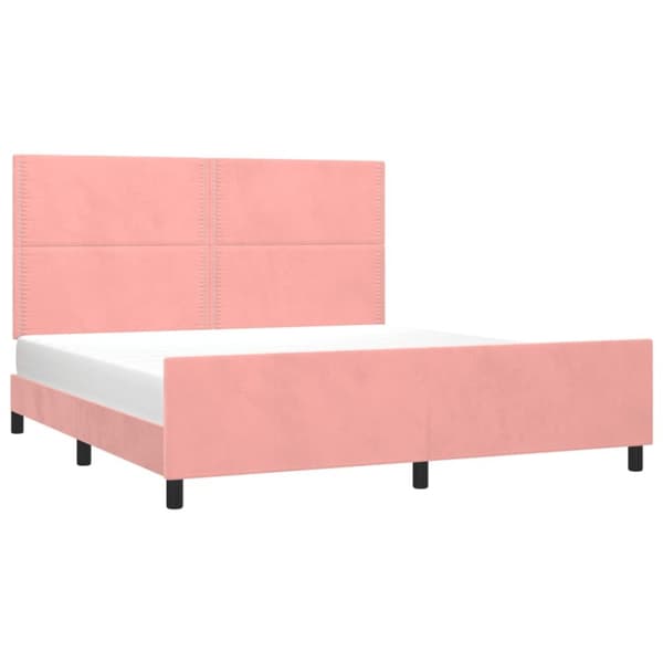 sengeramme med sengegavl 160x200 cm fløjl pink