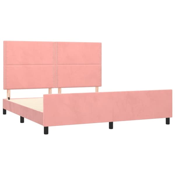 sengeramme med sengegavl 160x200 cm fløjl pink