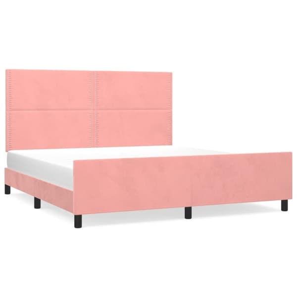 sengeramme med sengegavl 160x200 cm fløjl pink