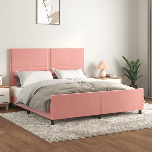 sengeramme med sengegavl 160x200 cm fløjl pink