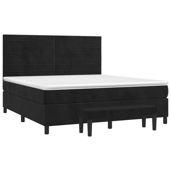 Ramsäng med madrass svart 160x200 cm sammet