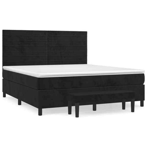 Ramsäng med madrass svart 160x200 cm sammet