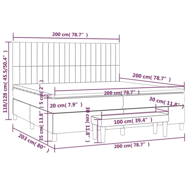 kontinentalseng med madras 200x200 cm fløjl sort