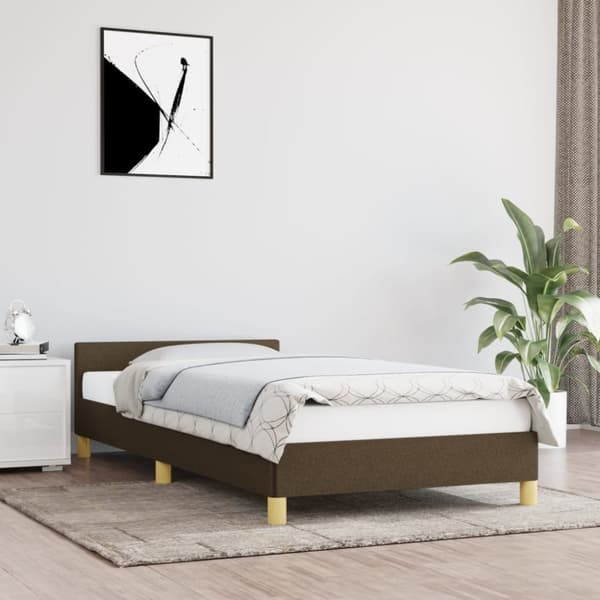 sengeramme med sengegavl 100x200 cm stof mørkebrun