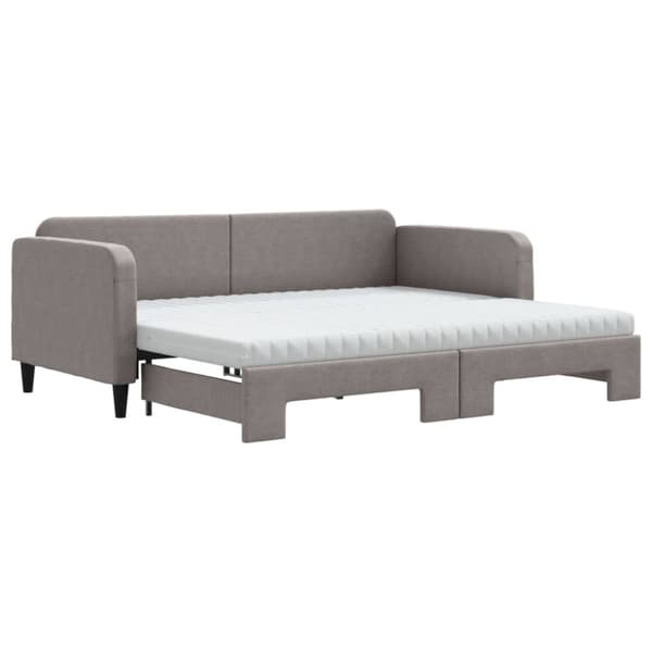 Dagbädd utdragbar med madrasser taupe 90x200 cm tyg