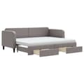 Miniatyrbillede 2 af 10: daybed med udtræk og skuffer 80x200 cm stof gråbrun