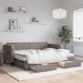 Miniatyrbillede 1 af 10: daybed med udtræk og skuffer 80x200 cm stof gråbrun