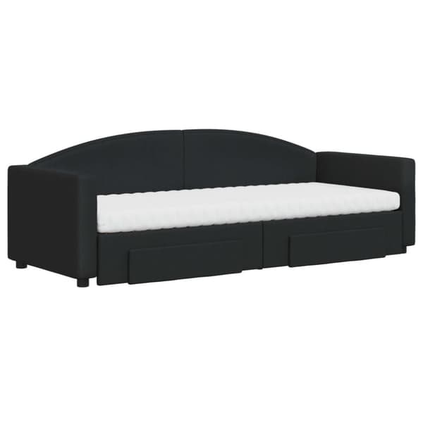 daybed med udtræk og skuffer 80x200 cm stof sort