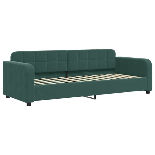 daybed med udtræk og skuffer 80x200 cm velour mørkegrøn