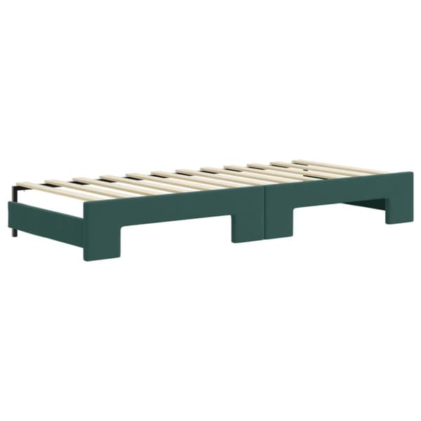 daybed med udtræk og skuffer 80x200 cm velour mørkegrøn