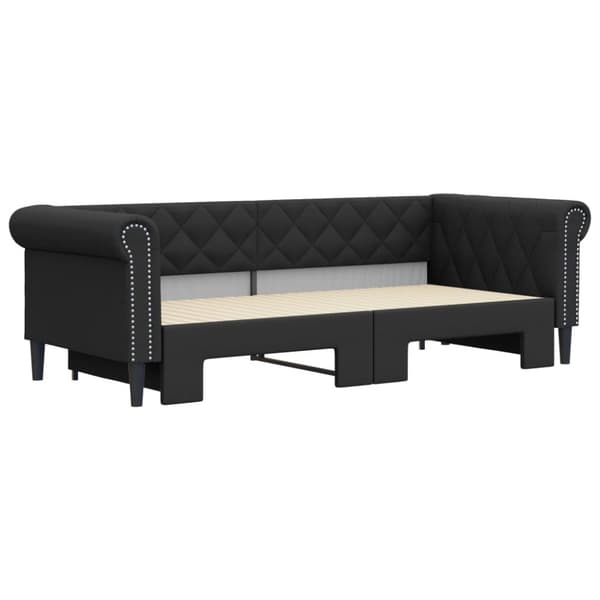 Dagbädd utdragbar svart 90x200 cm konstläder