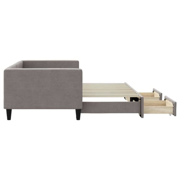 daybed med udtræk og skuffer 90x200 cm stof gråbrun